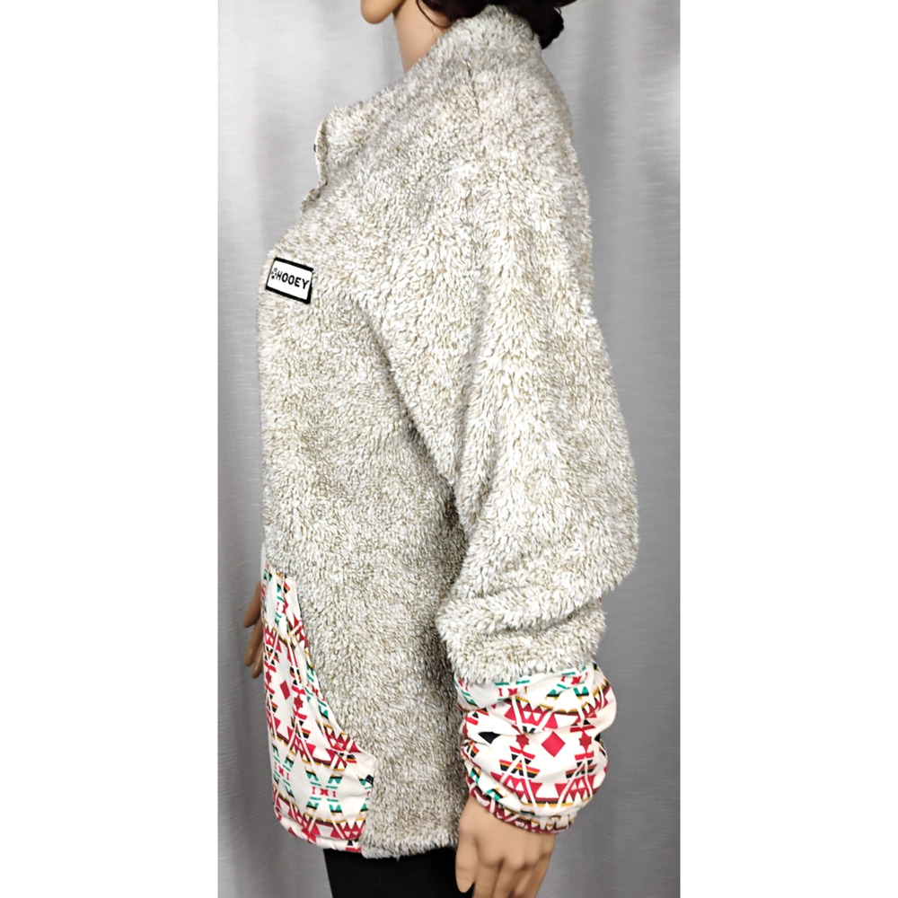 Hooey Teddy Sherpa Fleece Pullover Snap Neck Aztec Western Jacket Relaxed L - Picture 3 of 16